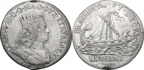 Livorno. Cosimo III de' Medici (1670-1723). Mezzo Tollero 1683 con contromarca con lettera A sul 3 del D/. CNI 18/20; MIR (Toscana, zecche) 75. AG. 13...