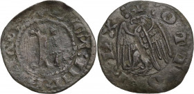 Lucca. Signoria della Repubblica di Pisa (1342-1369). Aquilino piccolo. CNI 20/23; MIR (Toscana, zecche) 138. MI. 0.46 g. 15.00 mm. R. Bel BB.