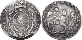 Lucca. Repubblica (1369-1799). San Martino da 15 soldi 1746. CNI 804/805; MIR (Toscana, zecche) 234/7. AG. 4.89 g. 28.00 mm. BB.