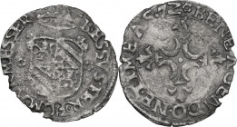 Messerano. Besso Ferrero Fieschi (1559-1584). Soldo 1572. CNI 33; MIR (Piem. Sard. Lig. Cors.) 746/6. MI. 1.15 g. 20.80 mm. BB/BB+.
