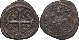 Messina. Ruggero II (1105-1154). Follaro 1127-1130. Sp. 54; Travaini 1995 176; D'Andrea-Contreras (Normans) 207. AE. 4.03 g. 20.00 mm. Di peso conside...