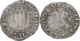 Messina. Federico III d'Aragona (1296-1337). Pierreale. Sp. 2/33; MIR (Sicilia) 184. AG. 3.28 g. 25.00 mm. Esemplare con crocetta sopra e rosette ai l...