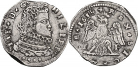 Messina. Filippo III di Spagna (1598-1621). 4 tarì 1618, sigle I P. Sp. 38/39; MIR (Napoli) 345/14. AG. 10.51 g. 28.00 mm. Bel BB.