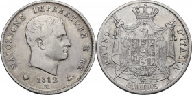 Milano. Napoleone (1805-1814). 5 lire 1812 M. CNI 92; Crippa 28/E; MIR (Milano) 490/5. AG. 24.65 g. 37.00 mm. BB.