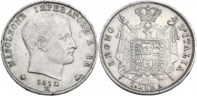 Milano. Napoleone Bonaparte (1805-1814). Lira 1812 M. CNI 95; Crippa 32/G; MIR (Milano) 492/7. AG. 4.95 g. 23.00 mm. R. Colpetti al ciglio. BB+.