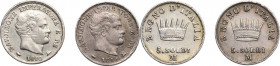 Milano. Napoleone Bonaparte (1805-1814). Lotto di due monete da 5 soldi 1810 e 1811. CNI 74 e 85; Crippa 37/C e 37/D; MIR (Milano) 495/3 e 495/4. AG.