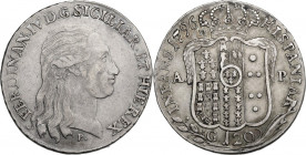Napoli. Ferdinando IV di Borbone (1759-1799). 120 grana o piastra 1796. P/R 62; MIR (Napoli) 373/1. AG. 27.33 g. 41.00 mm. BB+.