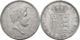 Napoli. Ferdinando II di Borbone (1830-1859). 120 grana o piastra 1841. P/R 66; MIR (Napoli) 501/1. AG. 27.32 g. 37.00 mm. qBB/BB.