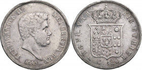Napoli. Ferdinando II di Borbone (1830-1859). 120 grana o piastra 1842. P/R 67; MIR (Napoli) 501/2. AG. 27.32 g. 37.00 mm. R. Segnetti e colpetti. Il ...