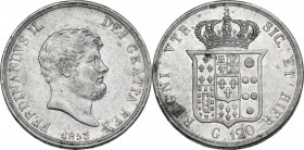 Napoli. Ferdinando II di Borbone (1830-1859). 120 grana o piastra 1853. P/R 82; MIR (Napoli) 503/2. AG. 27.46 g. 37.00 mm. BB+.