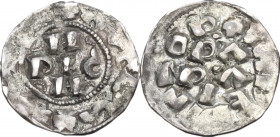 Pavia. Enrico III di Franconia (1056-1106). Denaro. CNI 1/14; MIR (Lombardia, zecche) 837; Limido-Fusconi 28. AG. 1.35 g. 16.50 mm. Bel BB.