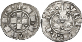 Roma. Urbano V (1362-1370), Guglielmo de Grimoard. Bolognino. CNI 8; M. 3; Berm. 198. AG. 1.19 g. 19.50 mm. Due piccole infrazioni radiali del tondell...