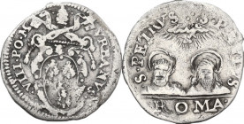 Roma. Urbano VIII (1623-1644), Maffeo Barberini. Mezzo grosso. CNI 750/752; M. 172; Berm. 1759. AG. 0.75 g. 15.50 mm. RR. BB.