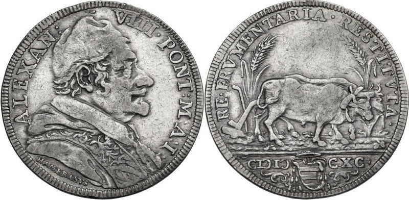 Roma. Alessandro VIII (1689-1691), Pietro Ottoboni. 1690. CNI 27; M. 16; Berm. 2...