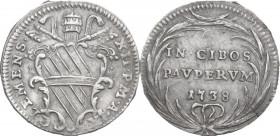 Roma. Clemente XII (1730-1740), Lorenzo Corsini. Grosso 1738 A. IX. CNI 184; M. 126; Berm. 2654. AG. 1.23 g. 18.50 mm. R. BB.
