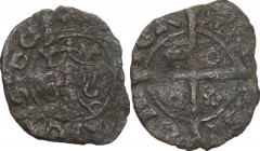 Sciacca. Federico IV il Semplice (1355-1377). Denaro. Sp. 261; MIR (Sicilia) 4. MI. 0.54 g. 16.00 mm. R. qBB/BB.
