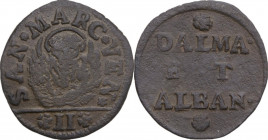 Venezia. Monetazione per la Dalmazia e l'Albania. Gazzetta. Decreto del 20 febbraio 1710. CNI tav. XXXIV, 7; Paol. 796. AE. 6.03 g. 29.00 mm. qBB.