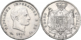 Venezia. Napoleone I, Imperatore di Francia e Re d'Italia (1805-1814). 5 lire 1811. Pag. 16; Mont. 21. AG. 24.83 g. 37.00 mm. NC. Colpetti al ciglio. ...