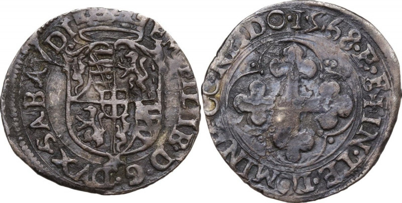 Emanuele Filiberto Duca (1559-1580). Soldo 1568 II tipo, Chambery. MIR (Savoia) ...