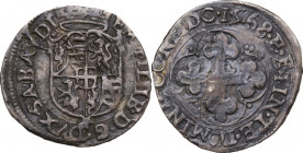 Emanuele Filiberto Duca (1559-1580). Soldo 1568 II tipo, Chambery. MIR (Savoia) 534; Biaggi 450; Sim. 58. MI. 1.79 g. 22.00 mm. BB.