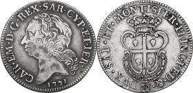Regno di Sardegna. Carlo Emanuele III (1730-1773). Mezzo scudo sardo 1771, Torino. Biaggi 823c; Simonetti 823c; MIR (Savoia) 958d. AG. 11.65 g. 33.00 ...