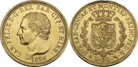Carlo Felice (1821-1831). 80 lire 1826 Torino. Pag. 28; Mont. 7. AU. 33.00 mm. Graffietti sul volto e colpetto sul ciglio, altrimenti. qSPL.