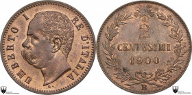 Umberto I (1878-1900). 2 centesimi 1900. Pag. 624; Mont. 72. CU. 20.00 mm. Encapsulated by CCG MS 62.