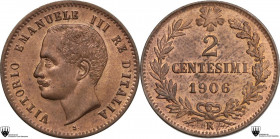 Vittorio Emanuele III (1900-1943). 2 centesimi 1906. Pag. 928; Mont. 400. CU. 2.00 g. 20.00 mm. Encapsulated by CCG MS 63.