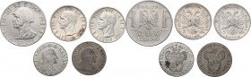 Albania. Vittorio Emanuele III (1939-1943). Lotto di tre (3) monete: 5 lek 1939 (2) e 2 lek 1939 A. XVIII. In aggiunta due (2) monete da 10 soldi data...