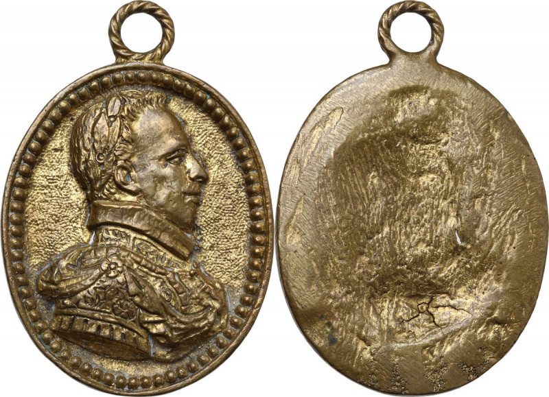 Carlo Emanuele I di Savoia (1580-1630). Medaglia ovale s.d. AE dorato. 53 x 44 m...