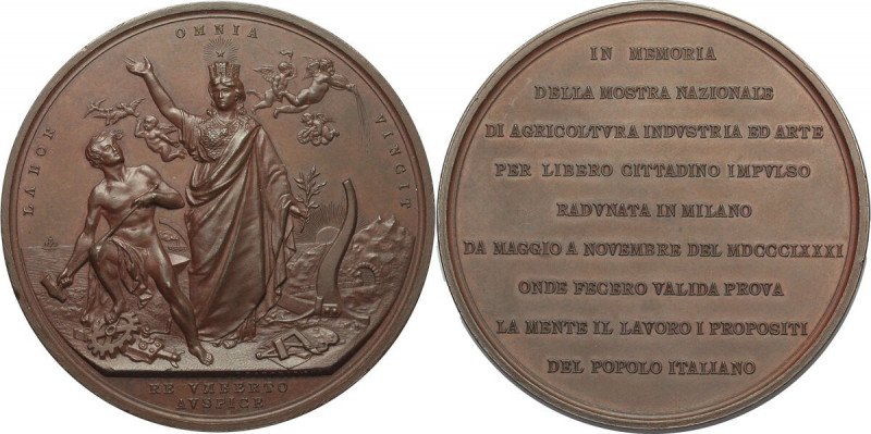 Umberto I (1878-1900). Medaglia 1881 per la mostra nazionale di agricoltura indu...