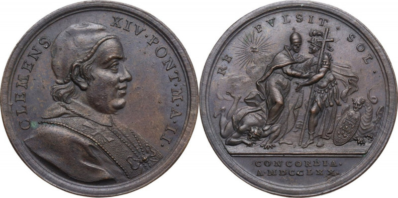 Clemente XIV (1769-1774), Gian Vincenzo Ganganelli. Medaglia annuale, A. II. D/ ...