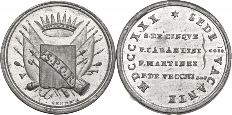 Sede Vacante (1829). Medaglia emessa dai Conservatori della Città di Roma. D/ Lo...