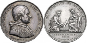Gregorio XVI (1831-1846), Bartolomeo Alberto Cappellari. Medaglia A. XIII per la Lavanda. D/ GREGORIVS XVI PONT MAX AN XIII. Busto a destra con cappel...