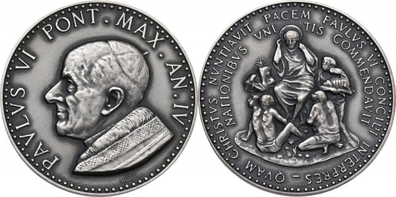 Paolo VI (1963-1978), Giovanni Battista Montini. Medaglia annuale A. IV. D/ PAVL...