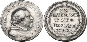Gianfrancesco Guidi di Bagno (1627-1641), cardinale di Mantova. Medaglia fusa. D/ IO FRAN SRE CARD A BALNEO. Busto a destra. R/ IN/INFIRMI/TATE/PERFIC...