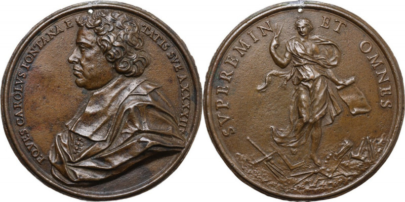 Carlo Fontana (1638-1714), architetto. Medaglia 1680. D/ EQUES CAROLUS FONTANA E...