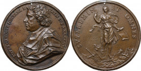 Carlo Fontana (1638-1714), architetto. Medaglia 1680. D/ EQUES CAROLUS FONTANA ETATIS SVAE A.XXXXIII. Busto paludato a sinistra; sul taglio, GAL. R/ S...