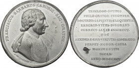 Francesco Barbaro (1749-1828), canonico e predicatore. Medaglia coniata 1795. D/ FRANCISCUS BARBARUS CANONIC SAC ORATOR. Busto a destra con cappellino...