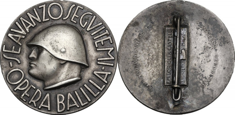 Benito Mussolini (1883-1945), Duce d'Italia. Spilla Opera Balilla -SE AVANZO SEG...