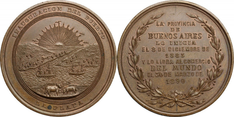 Argentina. Commemorative medal 1890 for the opening of La Plata's harbour. AE. 5...