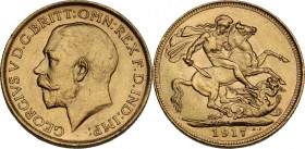 Australia. George V (1910-1936). Sovereign 1917 S, Sidney mint. Fried. 38; KM 29. AV. 7.98 g. 22.00 mm. AU.