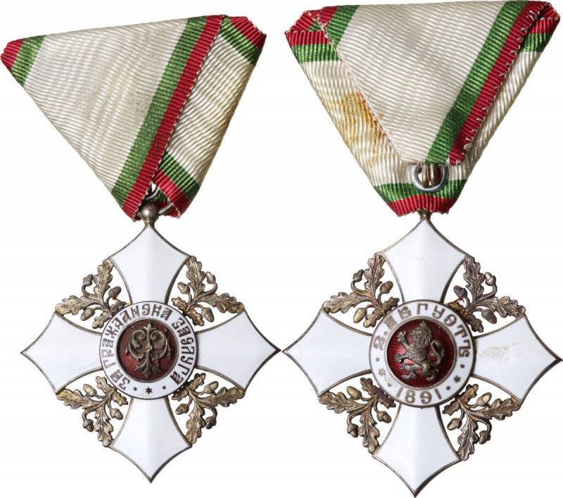 Bulgaria. V Class Knight Order 1891. Barac 235. AR and enamels. 52.00 mm. With o...