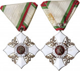 Bulgaria. V Class Knight Order 1891. Barac 235. AR and enamels. 52.00 mm. With original ribbon. Minor damage of the white enamel. XF.