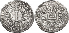 France. Philippe IV (1285-1314). Gros tournois a l'O rond, X cantonné. Duplessy 213. AR. 3.87 g. 25.00 mm. VF+.