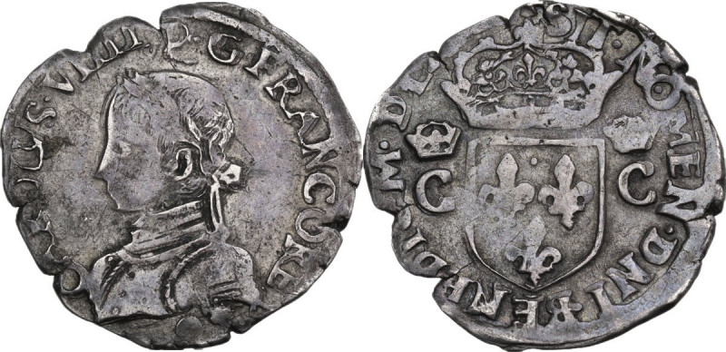 France. Charles IX (1560-1574). Demi teston, 156(?), Rennes mint (?). AR. 4.74 g...