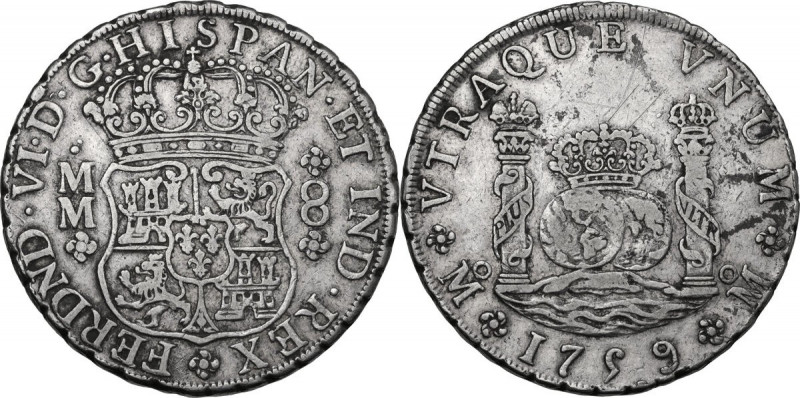 Mexico. Ferdinand VI (1746-1759). 8 reales 1759 M-M/Mo-Mo. KM 104.2; AC 495. AR....