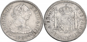 Mexico. Charles III (1759-1788). 2 reales 1781 F F. Cal. 931. AR. 6.68 g. 28.00 mm. AU.