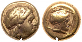Lesbos, Mytilene. Electrum Hekte (2.55 g), ca. 377-326 BC. VF