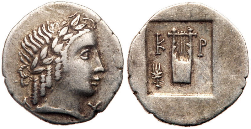 Lycian League, Kragos. Silver Hemidrachm (1.92 g), ca. 30-27 BC. &Lambda;-Y, lau...